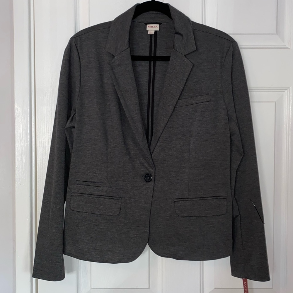 NWT Large Merona Charcoal Heather Blazer